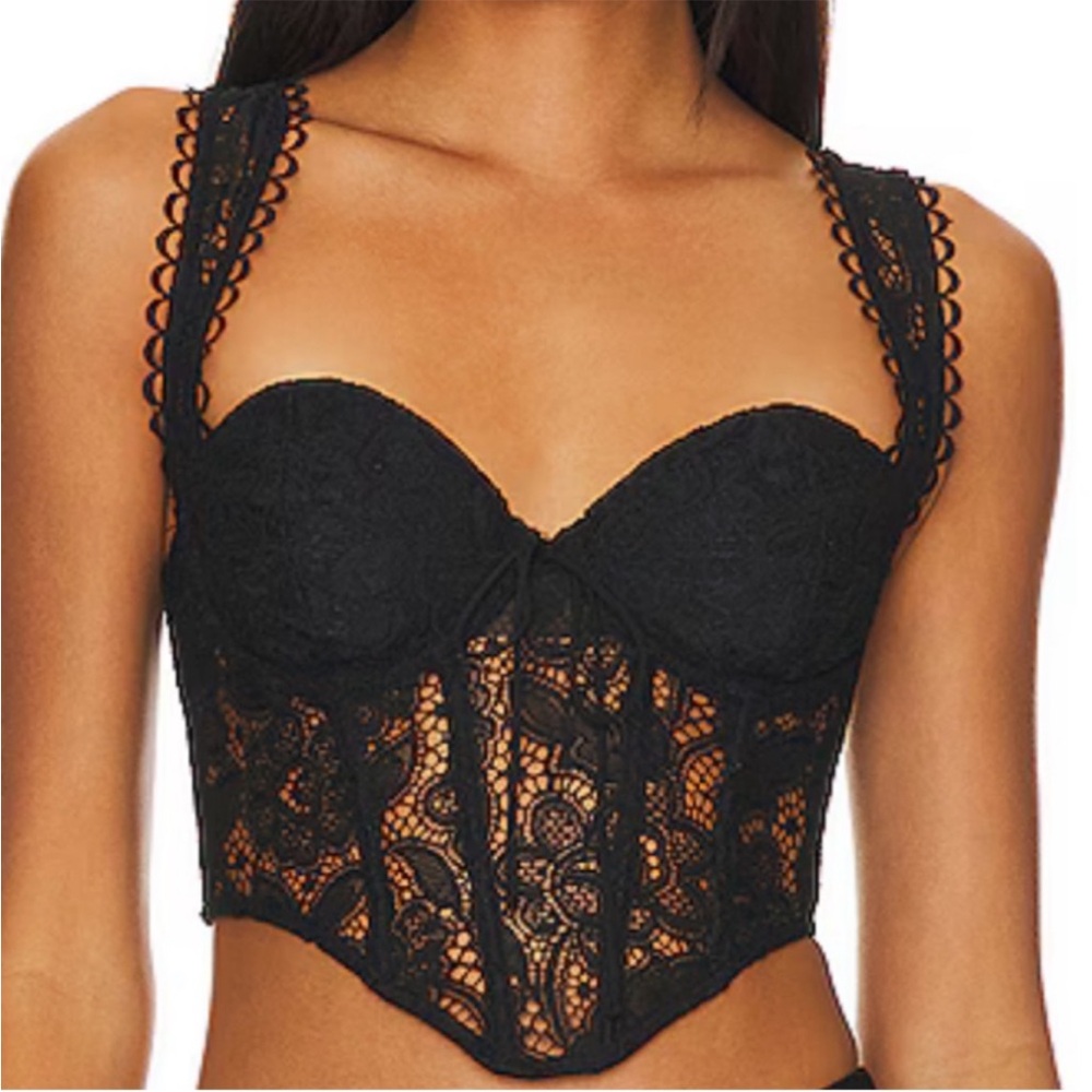 For L&L Black Lace corset crop top